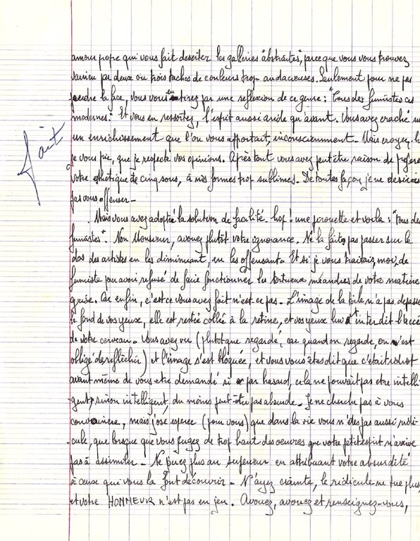 « Une peinture certaine », manuscrit de jeunesse