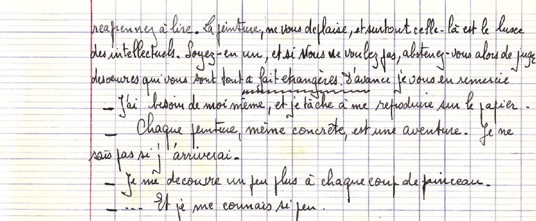 « Une peinture certaine », manuscrit de jeunesse